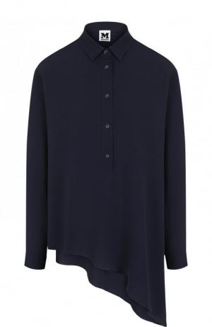 Однотонная блуза асимметричного кроя M Missoni. Цвет: темно-синий