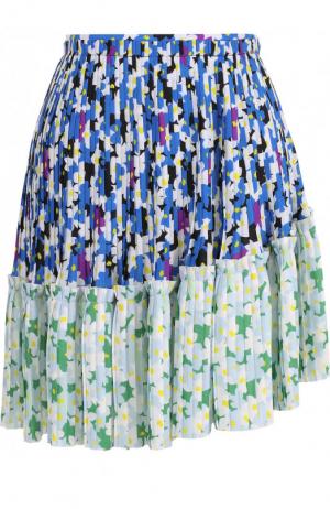 Плиссированная мини-юбка с цветочным принтом Kenzo. Цвет: голубой