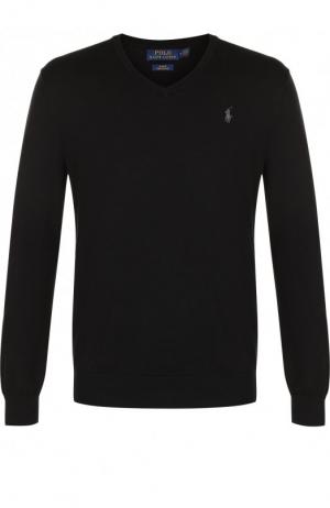 Хлопковый пуловер тонкой вязки Polo Ralph Lauren. Цвет: черный
