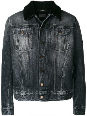 Джинсовая куртка с кожаным воротником Saint Laurent. Цвет: чёрный