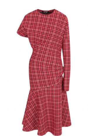 Приталенное платье-миди асимметричного кроя CALVIN KLEIN 205W39NYC. Цвет: красный