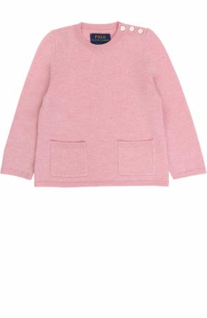 Шерстяной пуловер с карманами и декоративными пуговицами Polo Ralph Lauren. Цвет: розовый
