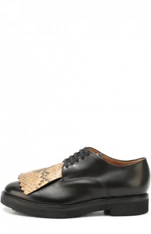 Кожаные ботинки с бахромой Dries Van Noten. Цвет: черный