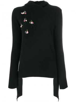 Кашемировый свитер с цветочной вышивкой Cashmere In Love. Цвет: чёрный