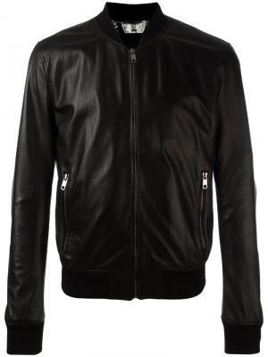Куртка бомбер с перфорацией Dolce & Gabbana. Цвет: чёрный