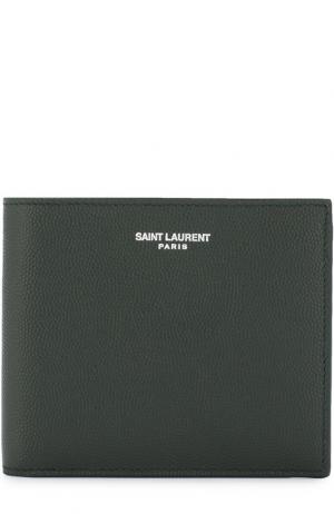 Кожаное портмоне Paris с отделениями для кредитных карт Saint Laurent. Цвет: темно-зеленый