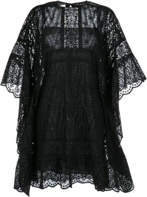 Кружевное платье-кейп Valentino. Цвет: чёрный