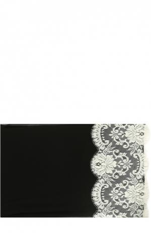 Шелковый платок с кружевом Dolce & Gabbana. Цвет: черно-белый