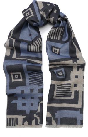 Шелковый шарф с необработанным краем Kiton. Цвет: синий