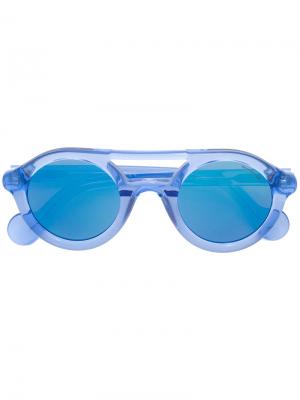 Круглые солнцезащитные очки Moncler Eyewear. Цвет: синий