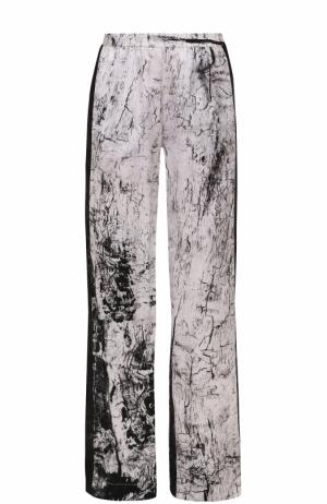 Шелковые брюки с принтом и контрастными лампасами Ilaria Nistri. Цвет: черный