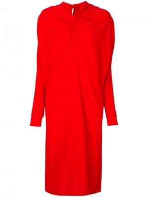 Платье-миди с декоративным узелком и драпировкой Marni. Цвет: красный