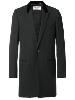 Пальто с бархатным воротником Saint Laurent. Цвет: чёрный