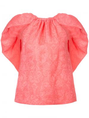 Блузка с оборкой в форме кейпа Rosie Assoulin. Цвет: розовый и фиолетовый