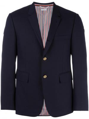 Пиджак на двух пуговицах Thom Browne. Цвет: синий