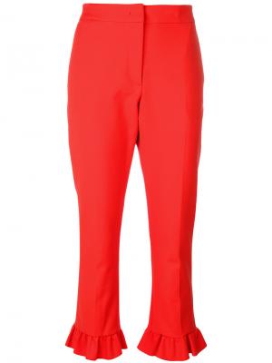 Укороченные брюки с оборками MSGM. Цвет: красный
