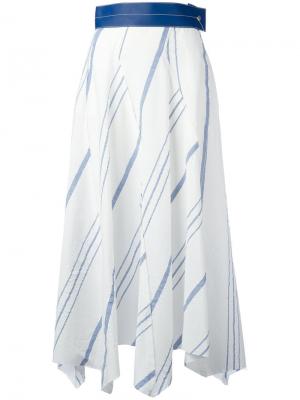 Полосатая асимметричная юбка Loewe. Цвет: белый