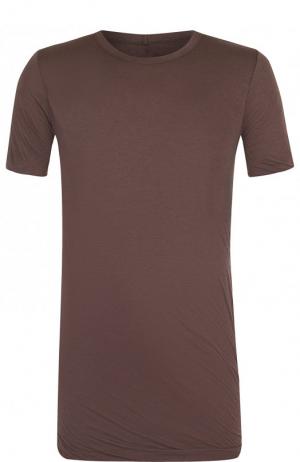 Удлиненная хлопковая футболка Rick Owens. Цвет: коричневый