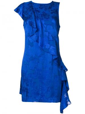Короткое платье с оборками Dvf Diane Von Furstenberg. Цвет: синий