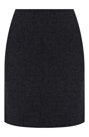 Шерстяная мини-юбка на молнии Emporio Armani. Цвет: темно-синий