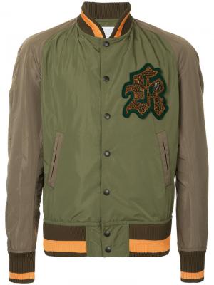 Куртка-бомбер с заплаткой логотипом Kolor. Цвет: зелёный