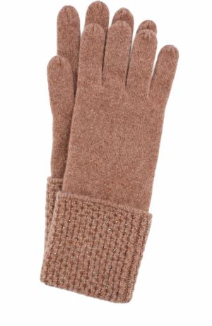 Кашемировые перчатки с отделкой стразами Swarovski William Sharp. Цвет: коричневый