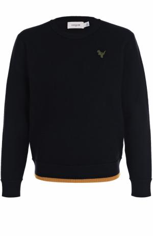 Шерстяной свитер с аппликацией Coach. Цвет: темно-синий