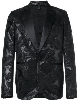 Жаккардовый пиджак-смокинг Christian Pellizzari. Цвет: чёрный