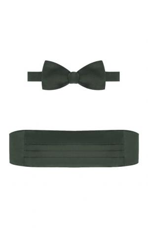 Комплект из шелкового галстука-бабочки и камербанда Van Laack. Цвет: зеленый