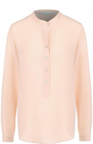 Однотонная шелковая блуза с воротником-стойкой Stella McCartney. Цвет: светло-розовый