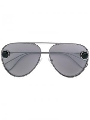 Солнцезащитные очки-авиаторы Christopher Kane Eyewear. Цвет: металлический
