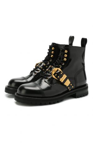 Высокие кожаные ботинки на шнуровке Versace. Цвет: черный