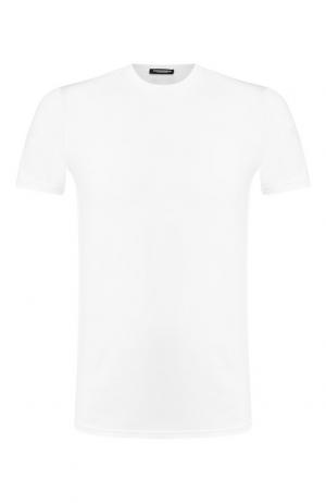 Хлопковая футболка с круглым вырезом Dsquared2. Цвет: белый