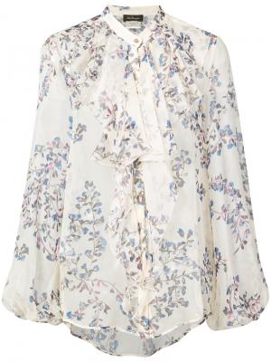 Блузка с цветочным рисунком Les Copains. Цвет: белый