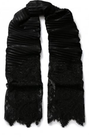 Плиссированный шарф с кружевной вставкой Valentino. Цвет: черный