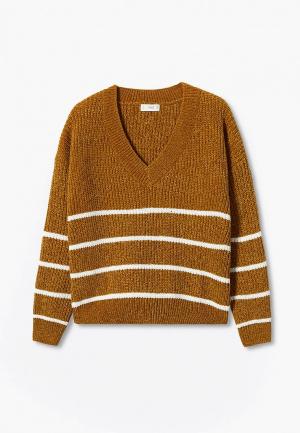 Пуловер Mango Kids. Цвет: коричневый