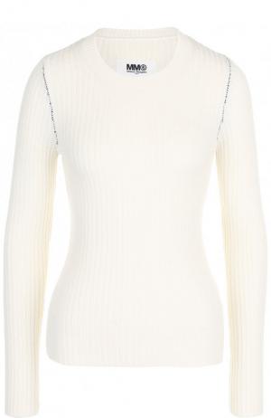 Однотонный пуловер с круглым вырезом Mm6. Цвет: белый