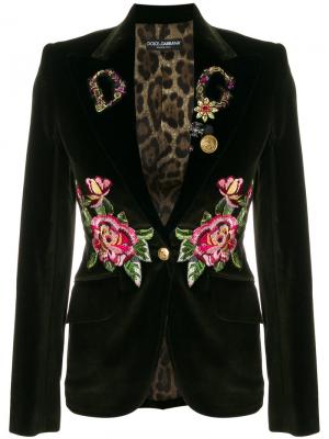 Пиджак с вышивкой Dolce & Gabbana. Цвет: зелёный