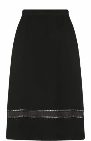Льняная юбка-миди с перфорацией Ralph Lauren. Цвет: черный