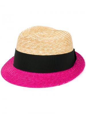 Шляпа-трилби дизайна колор-блок Prada. Цвет: телесный