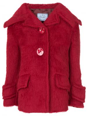 Куртка с овечьей кожей Prada. Цвет: красный