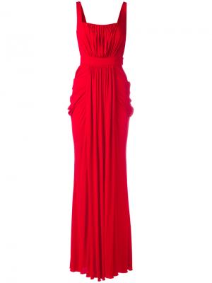 Драпированное длинное платье Alexander McQueen. Цвет: красный