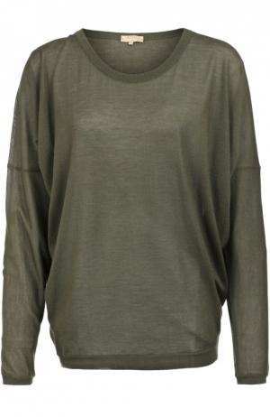 Полупрозрачный кашемировый пуловер свободного кроя с круглым вырезом Back Label. Цвет: хаки