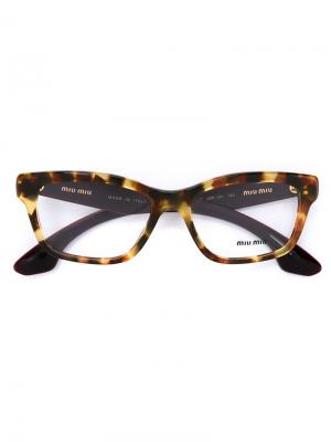 Очки в декорированной оправе Miu Eyewear. Цвет: коричневый