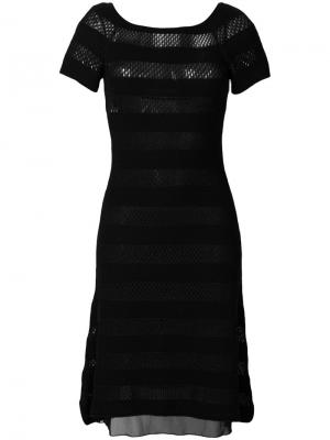Полосатое трикотажное платье Moschino. Цвет: чёрный