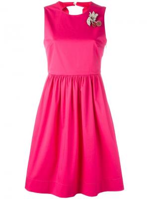 Платье с брошью в виде вишен Nº21. Цвет: розовый и фиолетовый
