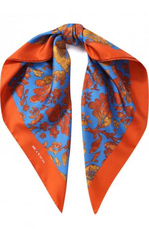 Шелковый платок с цветочным принтом Kiton. Цвет: синий