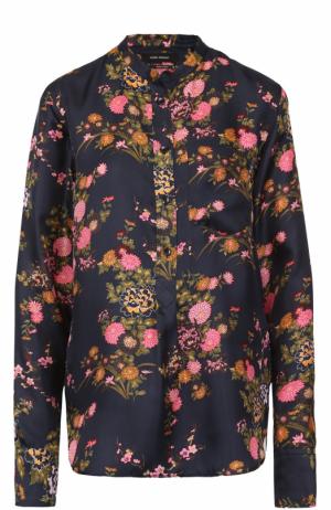 Шелковая блуза прямого кроя с цветочным принтом Isabel Marant. Цвет: черный
