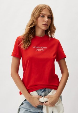 Футболка Calvin Klein Jeans. Цвет: красный