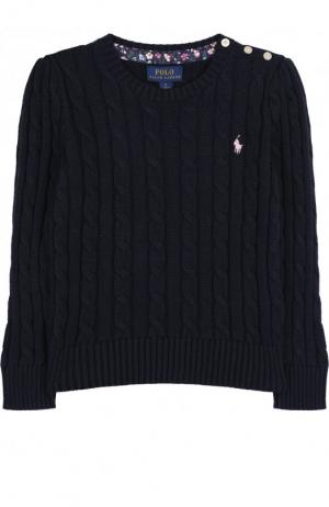 Хлопковый пуловер фактурной вязки Polo Ralph Lauren. Цвет: синий